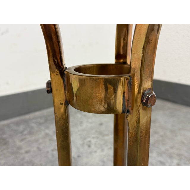 Gold Mid Century Style Shagreen + Brass Side Table For Sale - Image 8 of 12