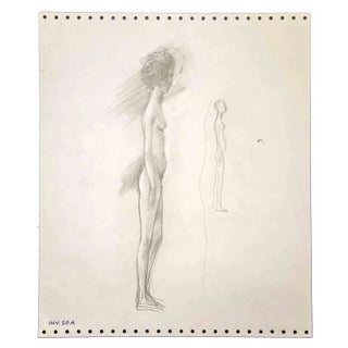 Leo Guida, Standing Nude, Pencil Drawing, 1970s For Sale