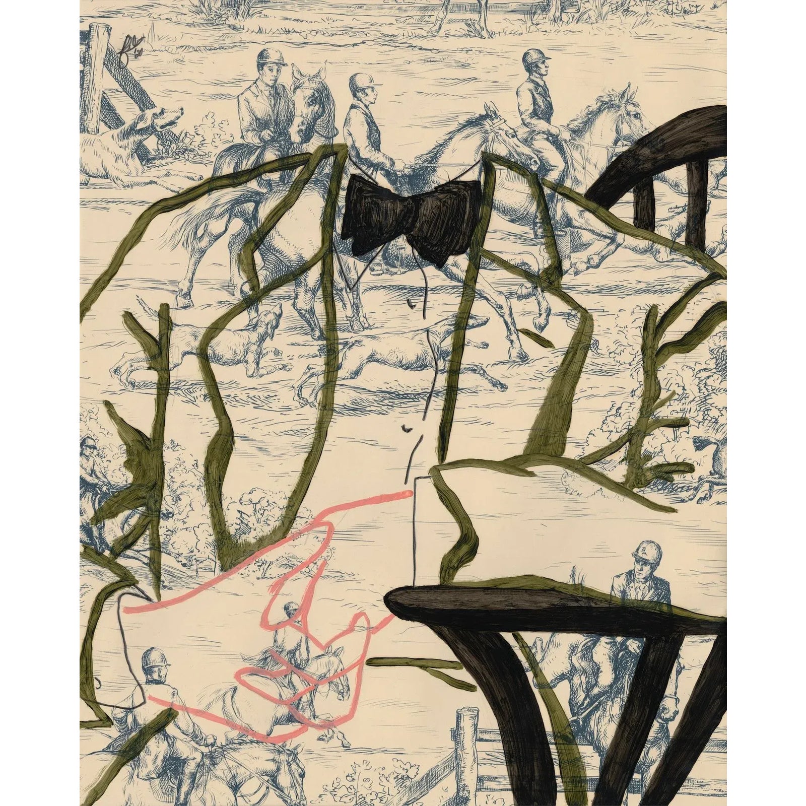 "Man in Green" Original Whimsical Figurative Print by Daniel Falcón