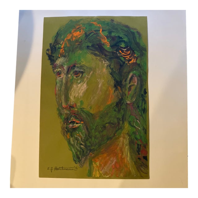 Original approx 12 x 18.5 painting on colored paper signed bottom left Unframed