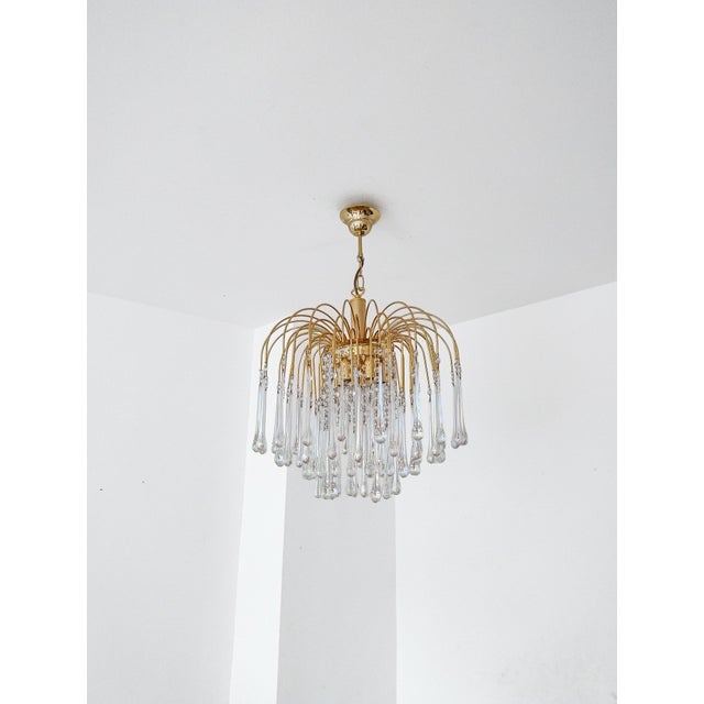 Murano Glass Teardrop Chandelier with Gilded Frame attributed to Paolo Venini, 1970s For Sale - Image 10 of 18