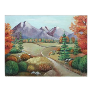 1960s "An Autumn Walk" Landscape Oil Painting