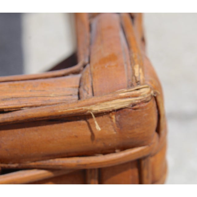 Vintage Rattan Coffee Table / Ottoman Base – Boho Coastal Charm on Casters For Sale - Image 12 of 12