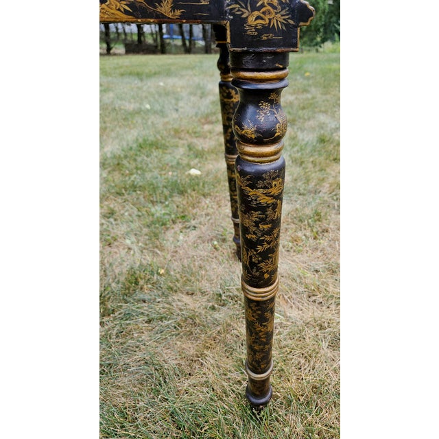 Anglo-Chinese Rarity: Early 19th-Century Chinese Export Black Lacquer Writing Desk, Canton, Circa 1820 For Sale - Image 9 of 18