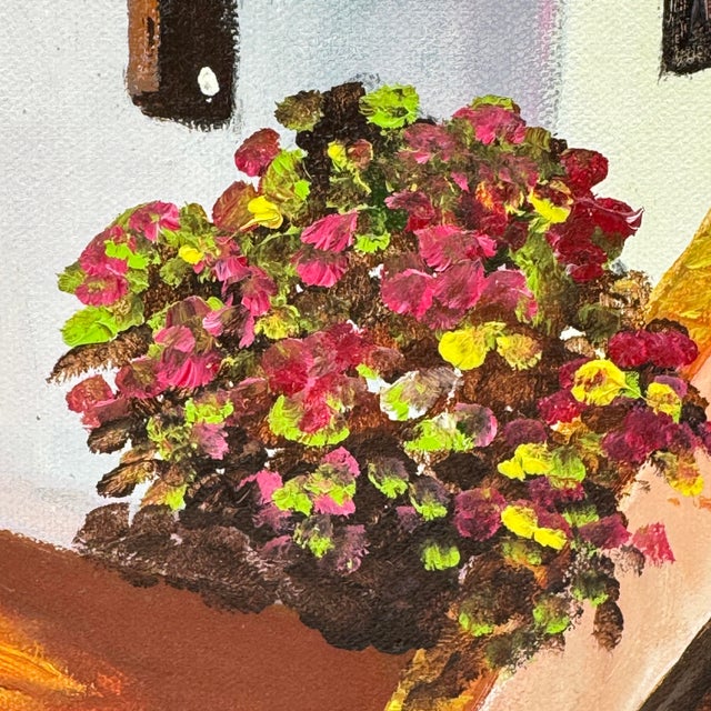 Original Mediterranean Village Landscape Oil Painting Signed For Sale - Image 4 of 12