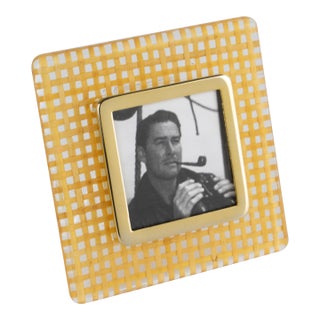 Lucite, Rattan and Aluminum Picture Frame, Italy For Sale