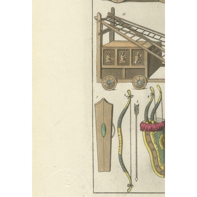 Early 19th Century Ferrario, Chinese Military Equipment, 1815, Hand-Colored Engravings, Set of 2 For Sale - Image 5 of 18
