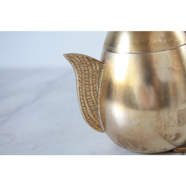 Vintage Polished Brass Egg-Shaped Container With a Rooster Head Lid For Sale In Milwaukee - Image 6 of 12
