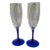 Vintage Luminarc French Cobalt Blue Stem Flute Champagne Glasses- a Pair For Sale