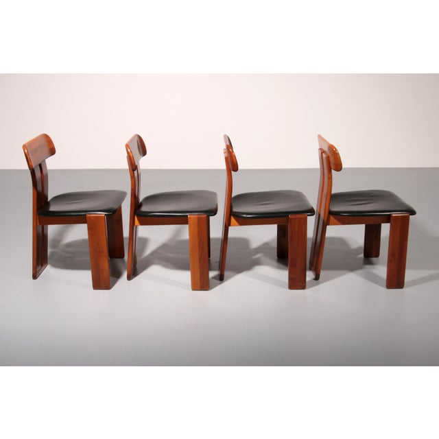 Sapporo Dining Chairs in Walnut by Mario Marenco for Mobilgirgi, 1970s, Set of 4 For Sale - Image 4 of 14