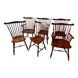 1970s Stickley Cherry Windsor Dining Room Chairs- Set of 6 For Sale
