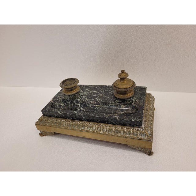 Napoleon III Desktop Set in Marble and Bronze, France, 1800s For Sale - Image 5 of 18