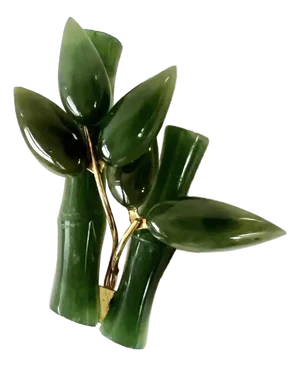 Hand Carved Jade Bamboo Brooch