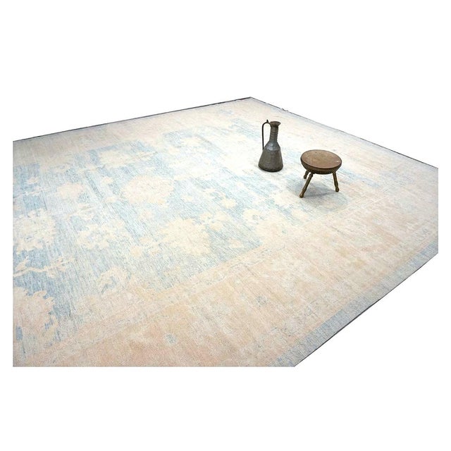 21st Century Turkish Oushak 13x15 Ivory & Slate Blue Handmade Area Rug #1140506 For Sale - Image 9 of 10