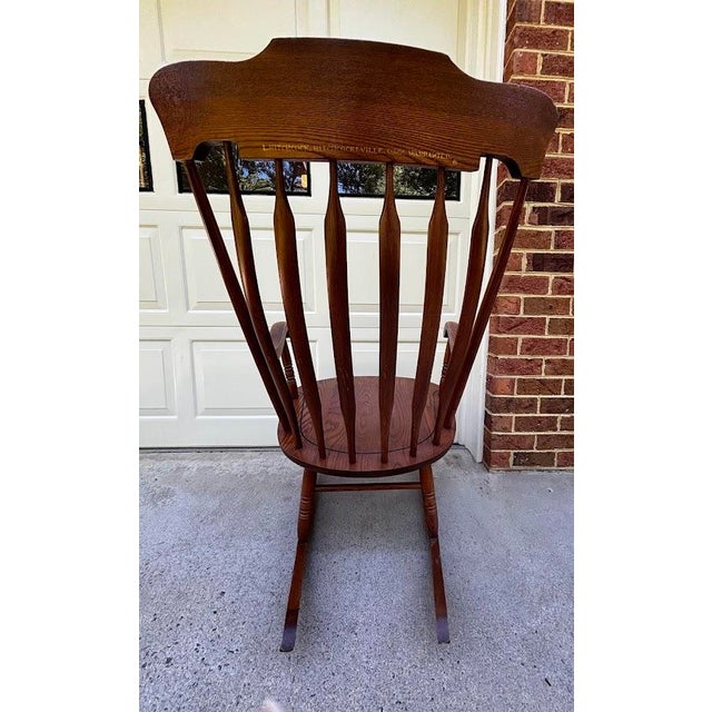 Traditional 1980s Hitchcock Oak Rocking Chair For Sale - Image 3 of 7
