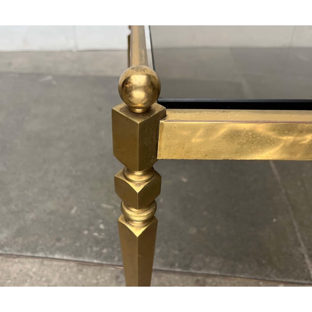 Mid-Century Modern German Neoclassical Hollywood Regency Style Brass and Glass Side Table, 1950s For Sale - Image 12 of 18