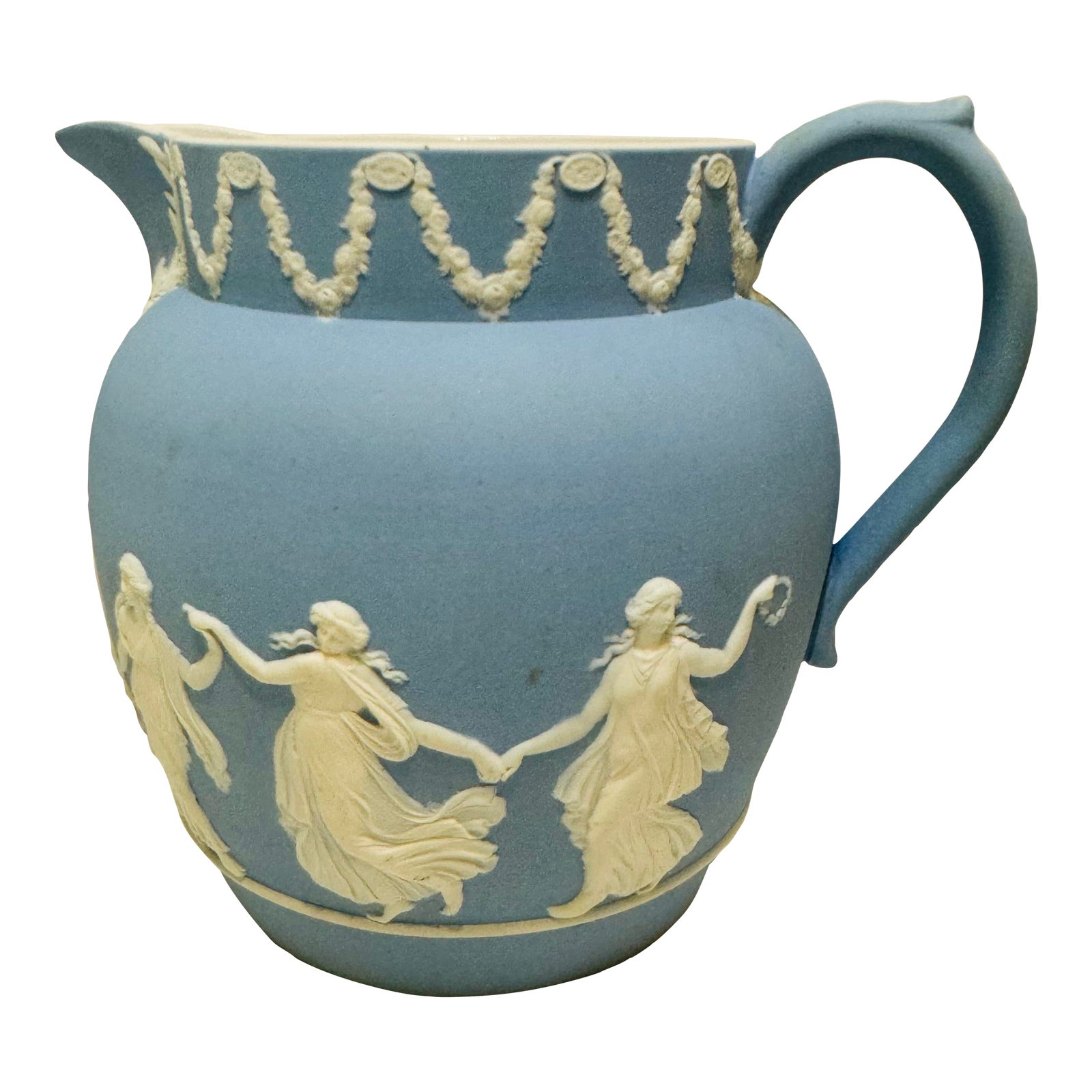 Late 20th Century Modern Neoclassical Jasper Blue Collectible Pitcher ...