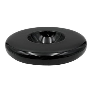 Sicart Italian Space-Age Black Ceramic Low Bowl / Centerpiece For Sale