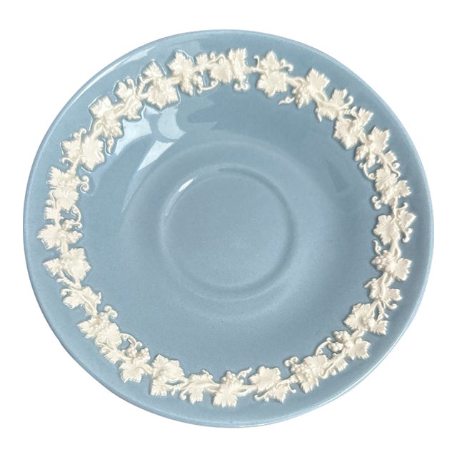 Wedgwood Embossed Queen's Ware Replacement Teacup Saucer "Cream on Lavender" For Sale