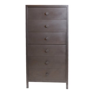 Modern Metal Zinc Wrapped 6 Drawer Dresser For Sale