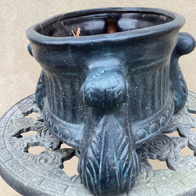 Ceramic Vintage Ceramic Footed Jardiniere/Planter Neoclassical Design For Sale - Image 7 of 12