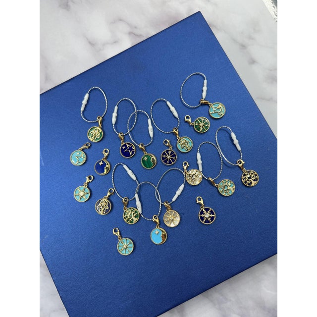 Diamond Moon Star Celestial Heaven Zodiac Crescent Sky 18 Karat Yellow Gold Green For Sale - Image 9 of 10