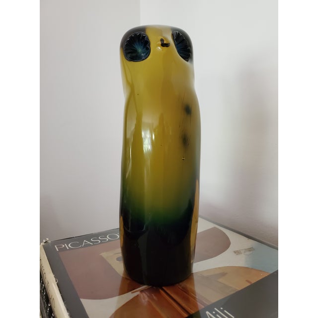 Forest Green 1960s Mid Century Modern Italian Murano Style Owl For Sale - Image 8 of 11