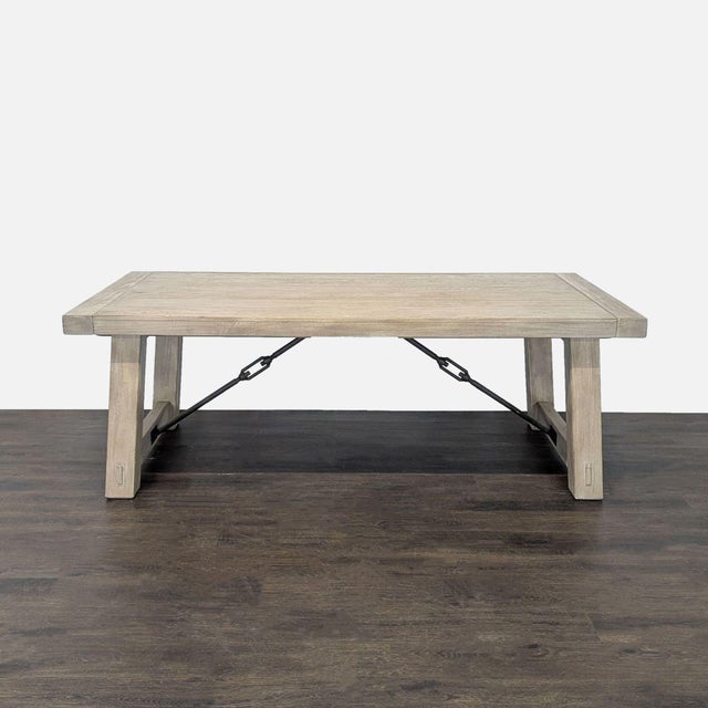 Rustic Pottery Barn Benchwright 7-Piece Rustic Wood Dining Set With Chairs For Sale - Image 3 of 12