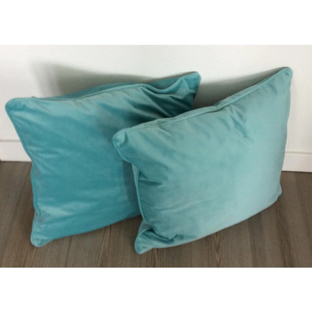 Pair of beautiful custom-made 100% cotton velvet pillows in Mint Green These are decorative Italian pillows in a designer...