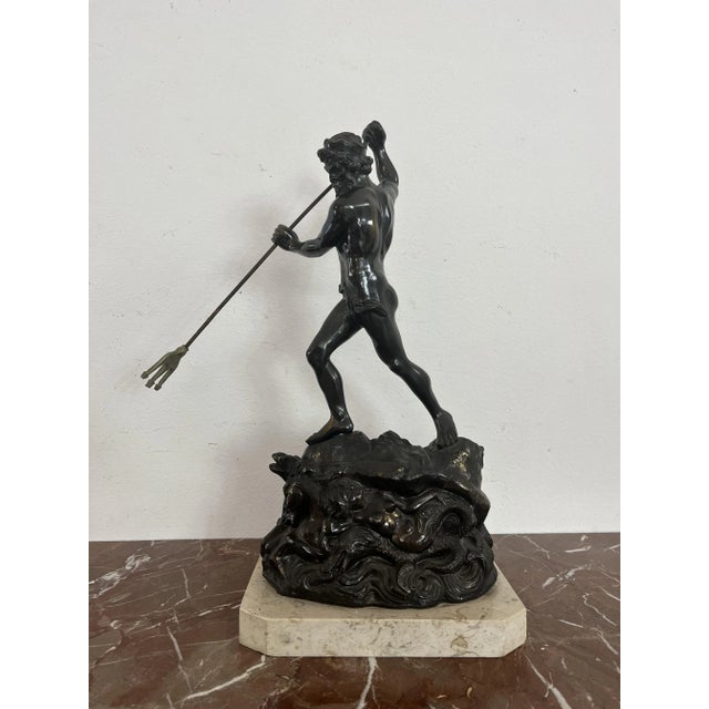 Beige Large Mid-Century Bronze Sculpture of Neptune For Sale - Image 8 of 9