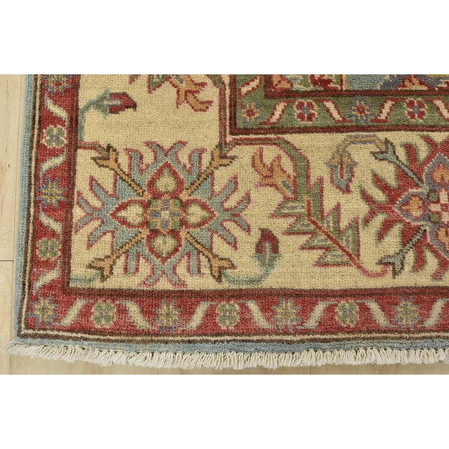 Kazak Rug 5’11” X 9’4” Blue Wool Tribal Hand-Knotted Oriental Carpet For Sale - Image 10 of 12