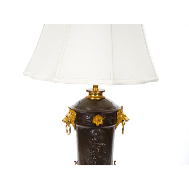 Bronze 19th Century French Patinated and Gilt Bronze Urn Shape Table Lamps, Circa 1855 For Sale - Image 8 of 14