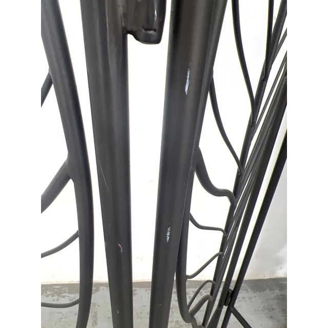 Black 1970s Three-Panel Metal Folding Room Divider Screen With Leaf Motif For Sale - Image 8 of 9