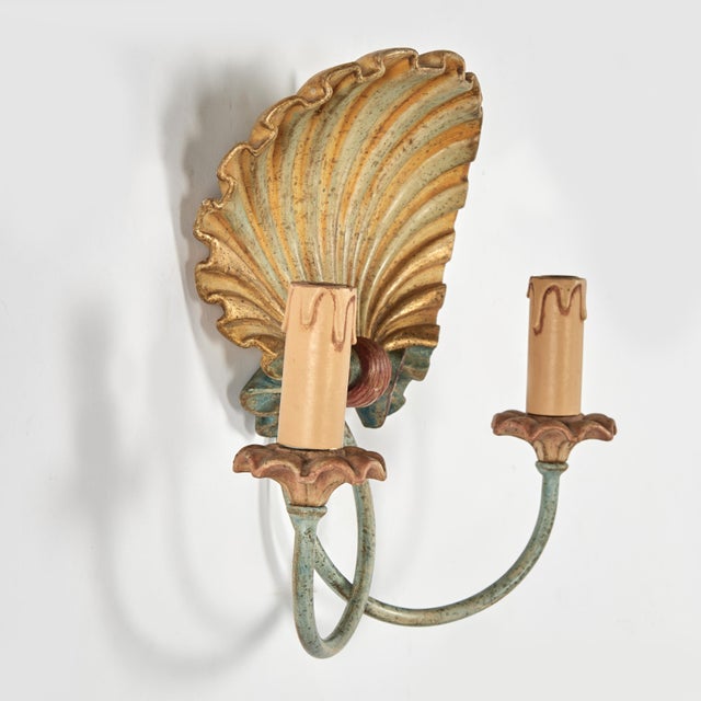 Antique Italian Three Piece Sconce Set With Seashell and Cat Tails For Sale - Image 10 of 11