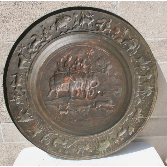 Indian Brassy Elephant Tray 30" Diameter For Sale - Image 10 of 15