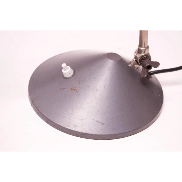 Dutch Chrome and Painted Gray Metal Task Lamp with Oversized Shade by Hala For Sale - Image 11 of 13