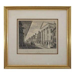 Antique Birch Views of Philadelphia Framed Etching