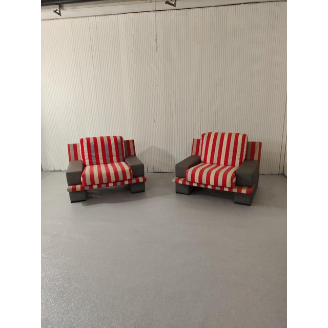 Vintage Armchairs in Fabric and Wood, 1970s, Set of 2 For Sale - Image 11 of 11