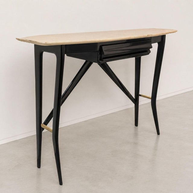 Mid-Century Modern Ebonized Console Table in Black Wood and Marble by Ico Parisi For Sale - Image 5 of 9