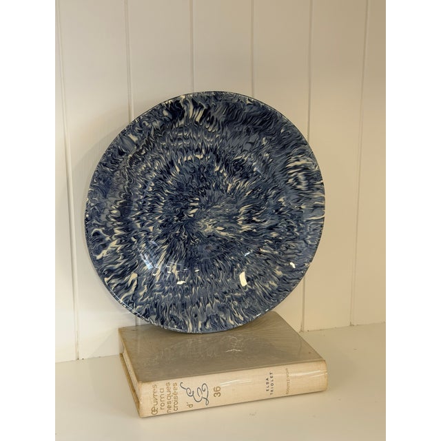 Ceramic Signed Christine Jouval Blue Aptware Serving Bowl For Sale - Image 7 of 18