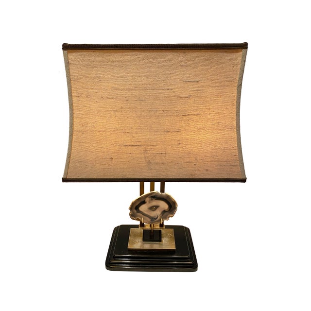 Antique White Vintage Willy Daro Style Agate Lamp, Made in Belgium For Sale - Image 8 of 11