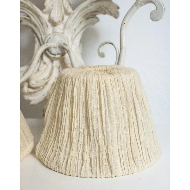 Textile Italian Wall Light in Wood, 1970s For Sale - Image 7 of 8