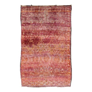 Tribal Design Vintage Moroccan Rug in Purple, Red, Orange, and Green For Sale