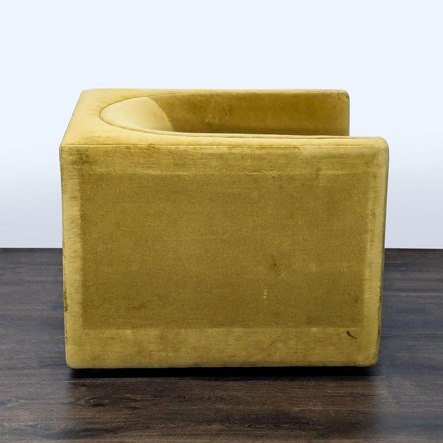 Freestyle Collection Mid-Century Modern Mustard Velvet Lounge Chair For Sale - Image 4 of 8