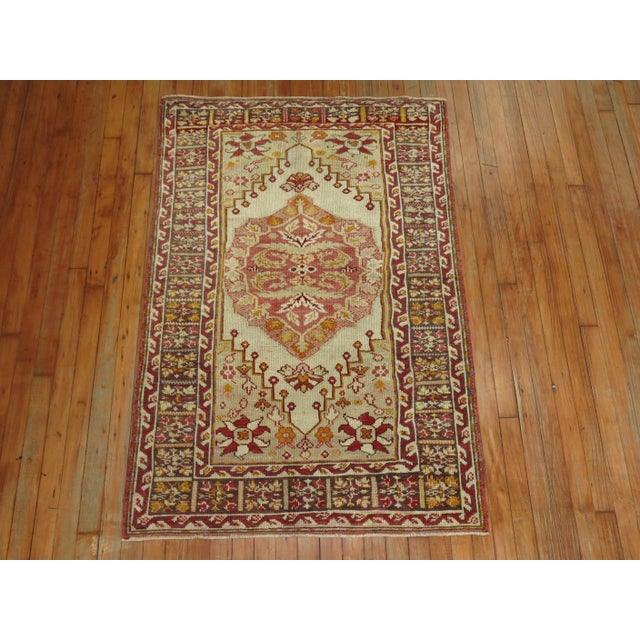Zabihi Collection Antique Ivory Turkish Scatter Size Rug For Sale - Image 10 of 18