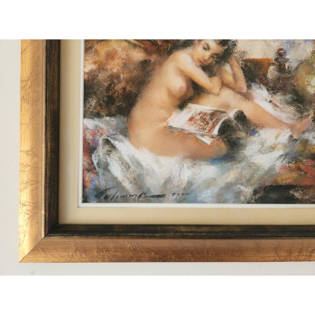 Ramon Kelley Original Pastel Painting Nude Portrait of a Seated Woman For Sale - Image 9 of 12
