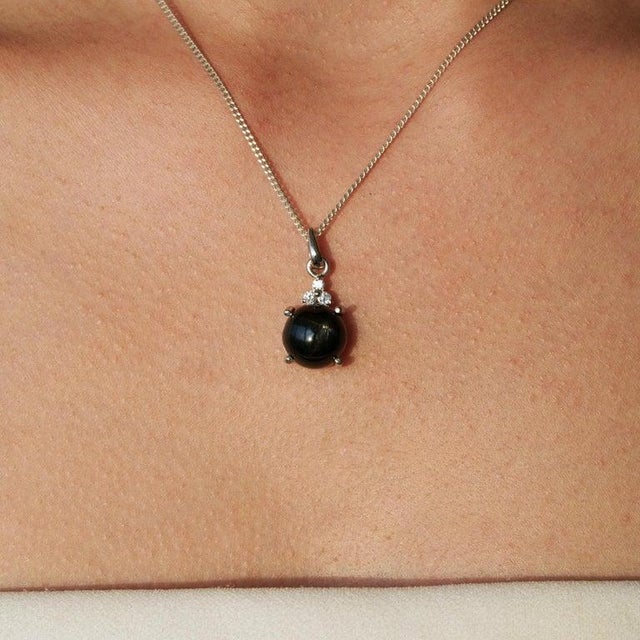 Classic Black Star Fine Jewelry Pendant With Zircons in 925 Silver For Sale - Image 4 of 12