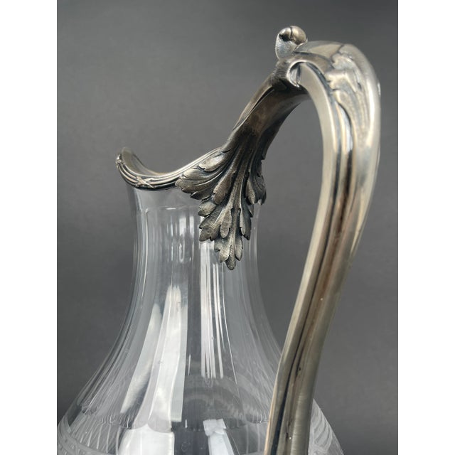 19th Century 19th Century French Sterling Silver & Crystal Pitcher by Tetard Freres For Sale - Image 5 of 12