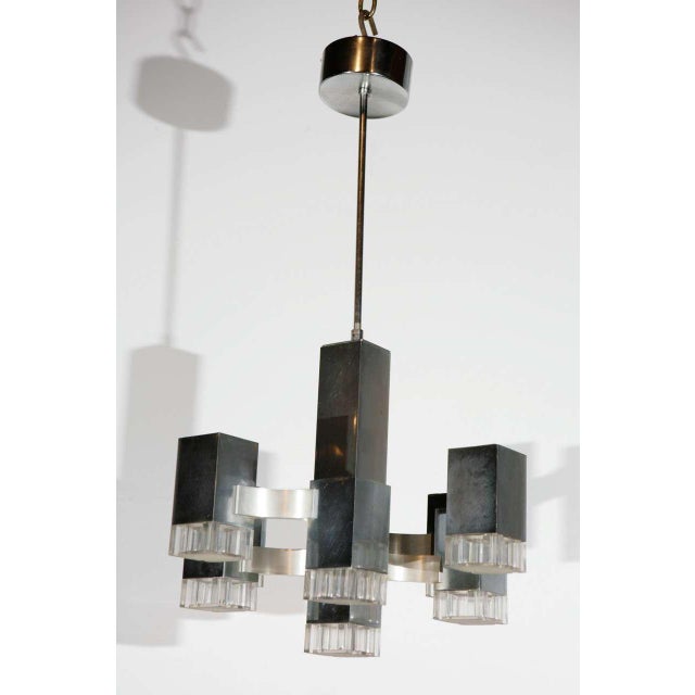 Silver 1970s Sciolari Nickel and Aluminum Pendant Fixture For Sale - Image 8 of 8