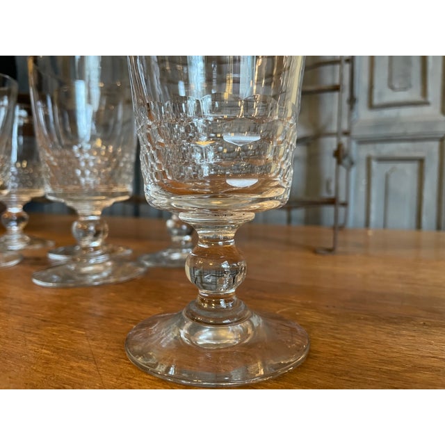 Antique French Hand-Cut Wine Glasses, 1800s, Set of 6 For Sale - Image 5 of 10